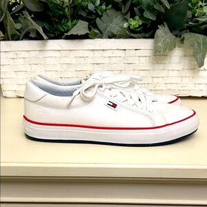 Brand New Tommy Hilfiger White Sneakers with Red Accents